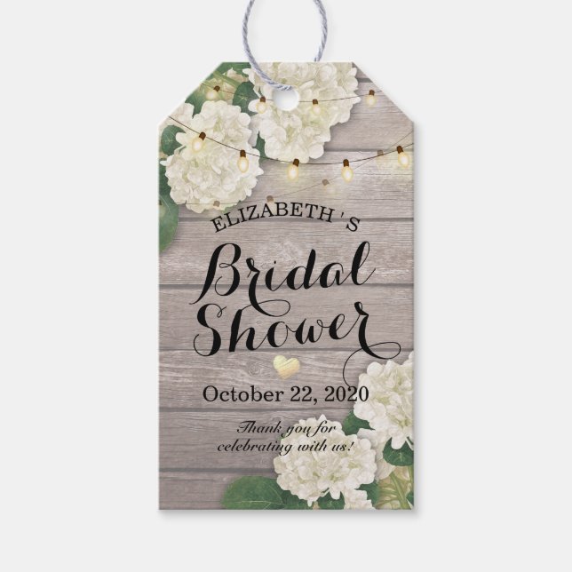 Möhippa Hydrangea Flowers String Ljus wood Presentetikett (Framsidan)