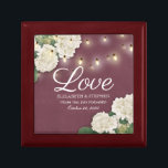 Möhippa Hydrangea String Light Burgundy Red Minnesask<br><div class="desc">Modern Bröllop Gift Box Templates - Elegant Vita vackra Watercolor Hydrangea Flowers och String Ljus på Burgundy Red Background. En Perfekt för din stora dag. Alla textstorlekar i stil,  färg,  kan ändras för att passa dina behov!</div>