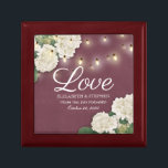 Möhippa Hydrangea String Light Burgundy Red Minnesask<br><div class="desc">Modern Bröllop Gift Box Templates - Elegant Vita vackra Watercolor Hydrangea Flowers och String Ljus på Burgundy Red Background. En Perfekt för din stora dag. Alla textstorlekar i stil,  färg,  kan ändras för att passa dina behov!</div>