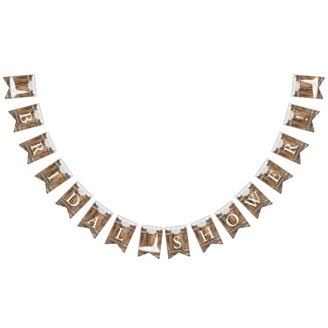 möhippa i Rustic Wood och White Snöre Vimplar (Alla)