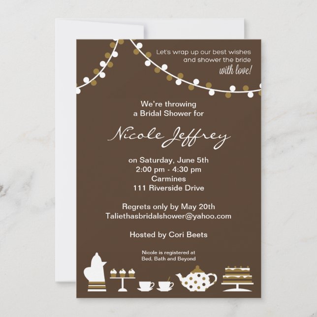 Möhippa Inbjudan Chocolate Brown, Tea Ljus (Framsida)