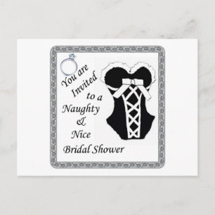 möhippa inbjudan - Naughty & Nice black & whit Vykort