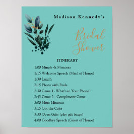 Möhippa Intervall Plan Teal Blue Blommigt Fab Poster