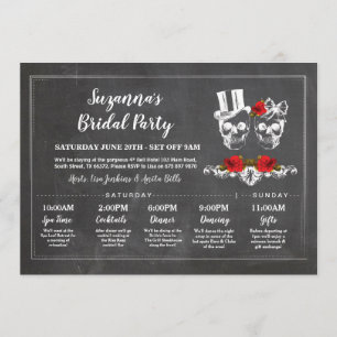 Möhippa Itinerary Bachelorette Döskallar Chalk Inbjudningar