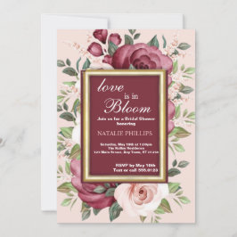 Möhippa Kärlek i Bloom White Rosa Burgandy Fl Inbjudningar