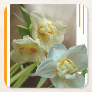 Möhippa Krona Daffodils Design Papper Underlägg Kvadrat