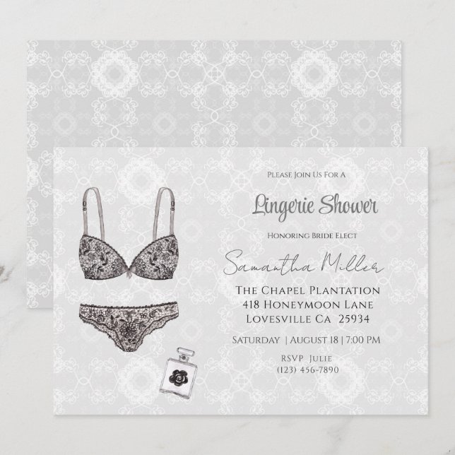 Möhippa Lacy Lingerie Inbjudningar (Fram/baksida)