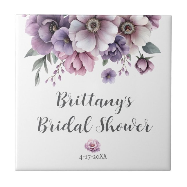 Möhippa Lavendel Akvarell Blommig Kakelplatta (Framsidan)