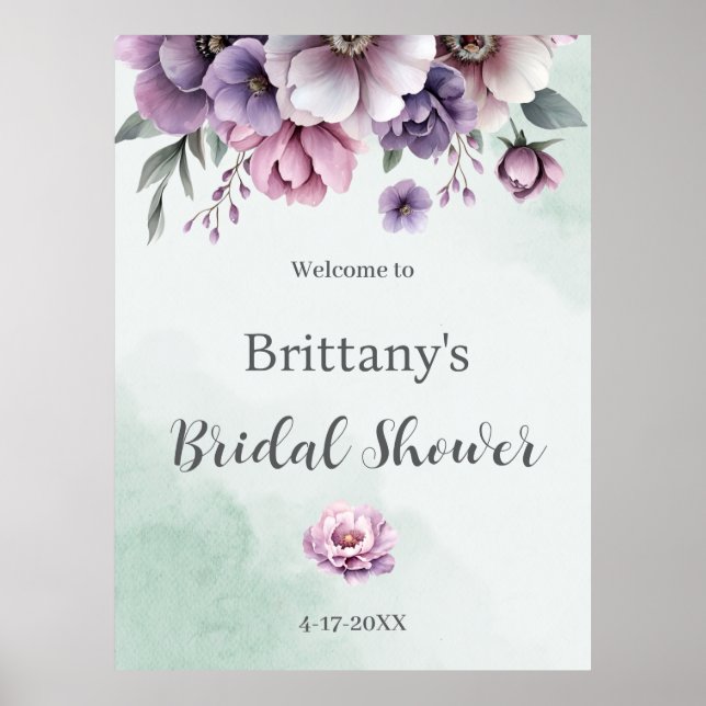 Möhippa Lavender & Grönt Blommigt Poster (Framsidan)