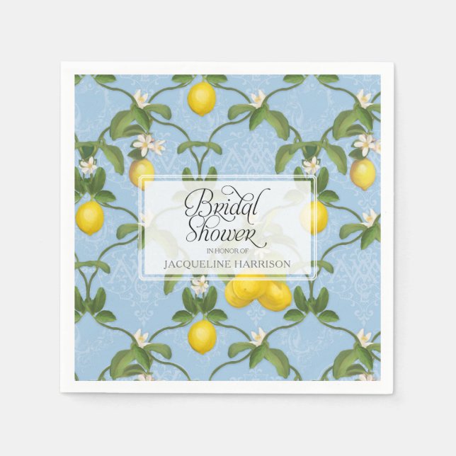 Möhippa Lemon Espalier Blue Citrus Blommigt Pappersservett (Framsidan)