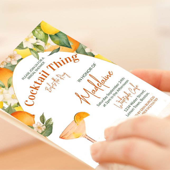 Möhippa Lemon Orange Citrus Cocktail Sak Inbjudningar (Skapare uppladdad)