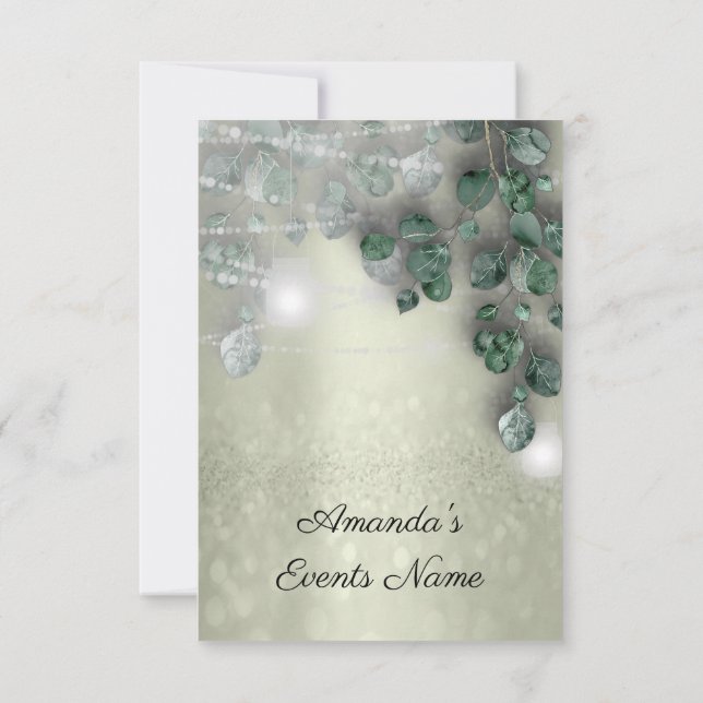 Möhippa Light Burk Rustic Greenery Inbjudningar (Baksida)