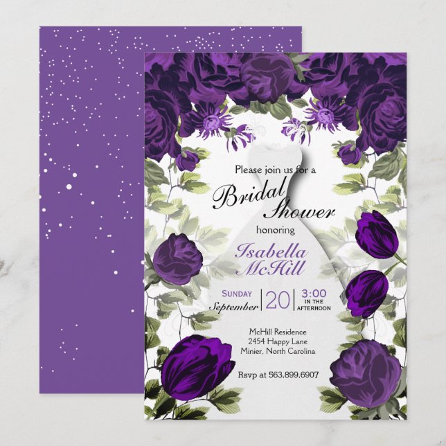 Möhippa - Lila av botaniska flussar Inbjudningar (Fram/baksida)