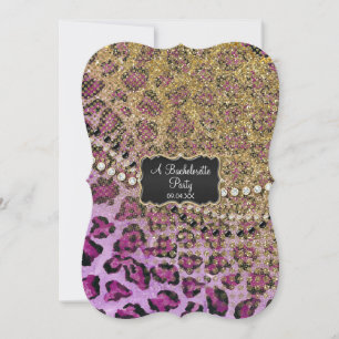 Möhippa Lila Guld Leopard Animal Print Print Inbjudningar