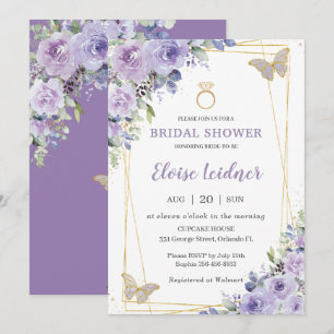 Möhippa Lila Lilac Blommigt Butterflies Ring Inbjudningar
