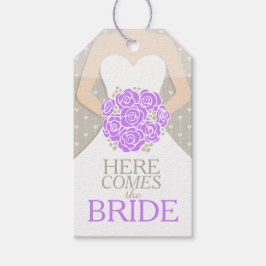 Möhippa lila Rehearsal bröllop-märkre Presentetikett