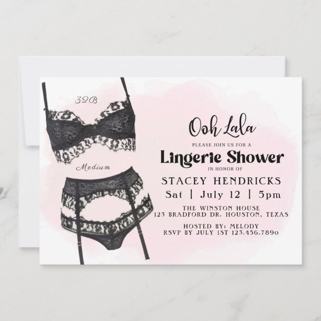 Möhippa, Lingeri Shower, Ooh La la Inbjudningar (Framsida)