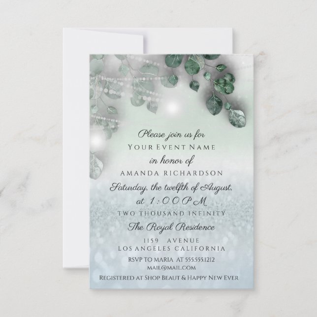 Möhippa Ljust Burk Rustic Smoky Blue Inbjudningar (Framsida)