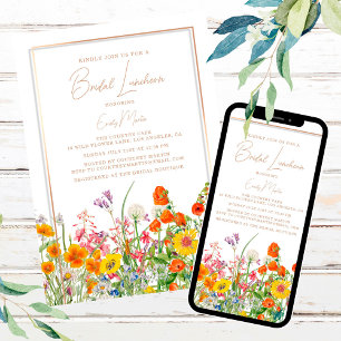 Möhippa Luncheon Boho Vild Flowers Möhippa Inbjudningar