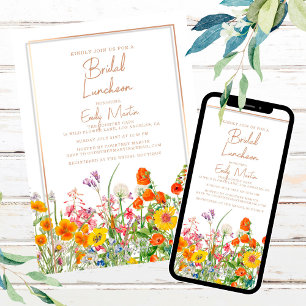 Möhippa Luncheon Boho Vild Flowers Möhippa Inbjudningar