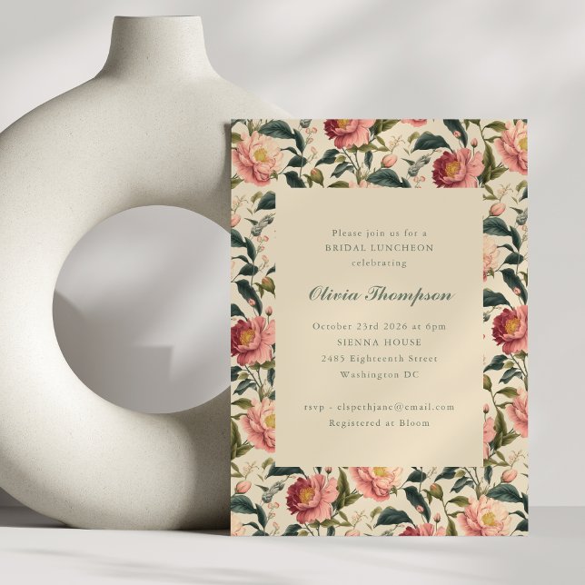 Möhippa Luncheon Elegant Vintage Mjuk Blommigt Inbjudningar (Skapare uppladdad)