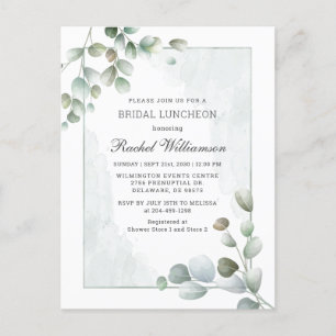 Möhippa Luncheon Eucalyptus Greenery Watercolor Inbjudan Vykort