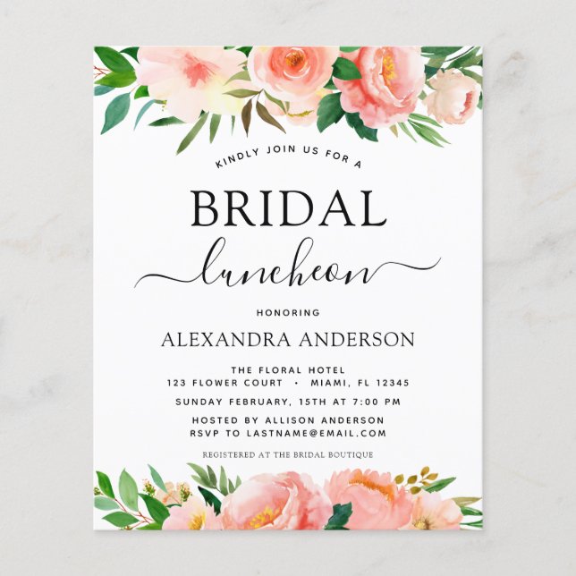 Möhippa Luncheon  för budgetkorallsidig persiko-Bl Flygblad (Framsidan)