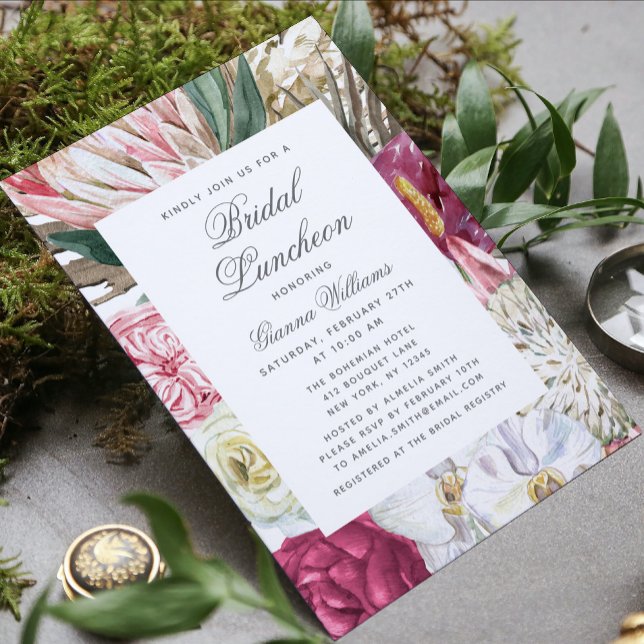 Möhippa Luncheon Watercolor Blommigt Möhippa Inbjudningar (Skapare uppladdad)