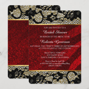 Möhippa Luxury Guld Red Black Snöre Sparkly Inbjudningar
