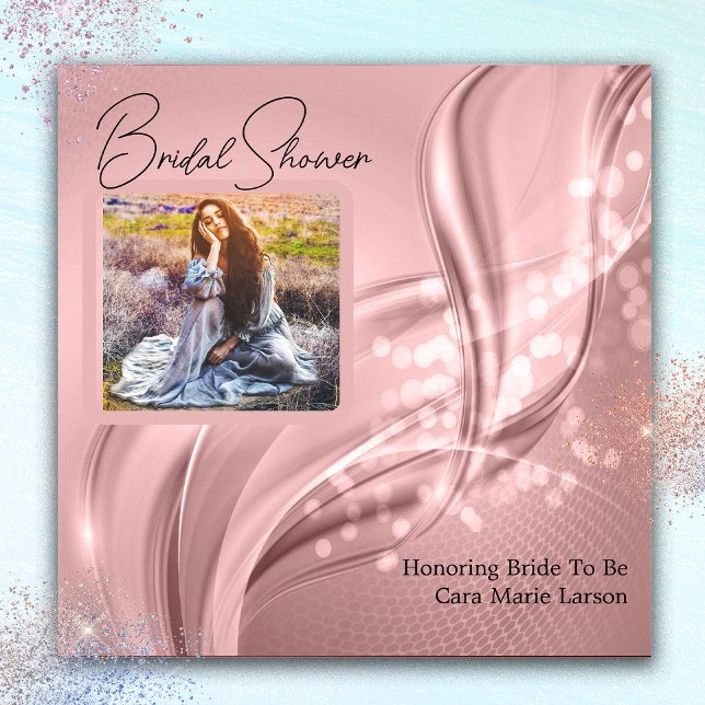 Möhippa Luxury Rosa Metallic Photo Inbjudningar (Skapare uppladdad)