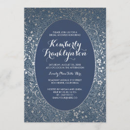 Möhippa - marin- och silverblommigtvintage inbjudningar