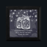 Möhippa Mason Burk String Ljus Navy Blue Minnesask<br><div class="desc">Modern Bröllop Gift Box Templates - Elegant Mason Burk och String Ljus på Navy Blue Blommigt Linen Background. En Perfekt för din stora dag. Alla textstorlekar i stil,  färg,  kan ändras för att passa dina behov!</div>