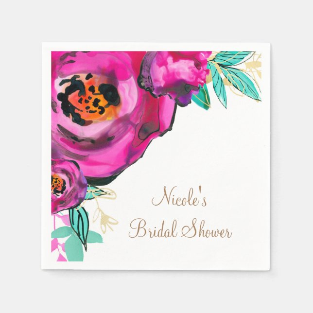 Möhippa med fetstil Modern Blommigt Vattenfärg i m Pappersservett (Framsidan)