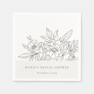Möhippa med minsta Elegant Brun Blommigt-skiss Pappersservett