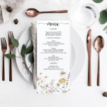 Möhippa Menu för Rustic Wildblomma Bröllop Meny<br><div class="desc">Den här vackra menyn är perfekt för nästa händelse! Redigera enkelt menyalternativen och visning den vackra designen på varje plåt! Se hela Wildblomsamlingen för mer matchande artiklar!</div>