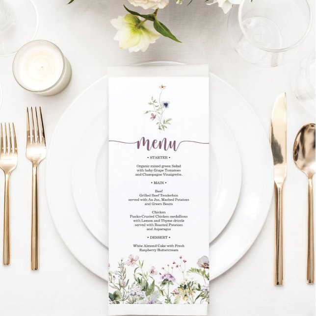 Möhippa Menu för Rustic Wildblomma Meny (Skapare uppladdad)