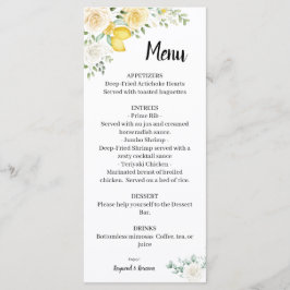 Möhippa-menyn i citroner & Ro Bröllop Meny