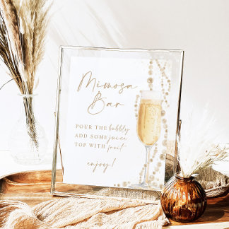 Möhippa Mimosa Pub Sign, Pearls & Prosecco Poster