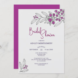 Möhippa Minimalist Lila Löv Berries Inbjudningar