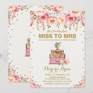 Möhippa miss till fru Boho Blommigt Inbjudningar