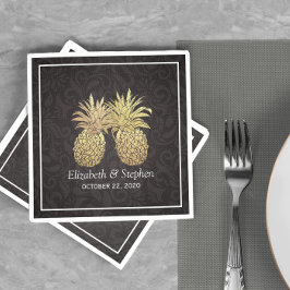 Möhippa Modern Black Guld Pineapple par Pappersservett
