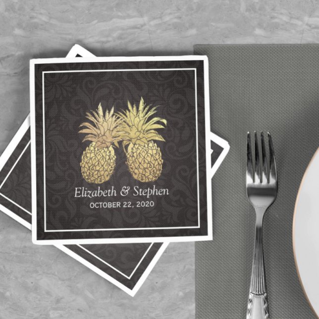 Möhippa Modern Black Guld Pineapple par Pappersservett (Skapare uppladdad)