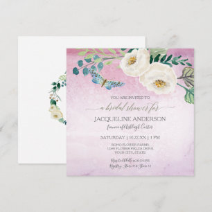 Möhippa Modern Butterfly Ro Lila Wand Inbjudningar