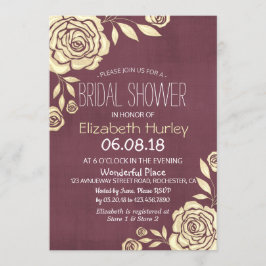 Möhippa Modern Chic Golden Ro Burgundy Red Inbjudningar