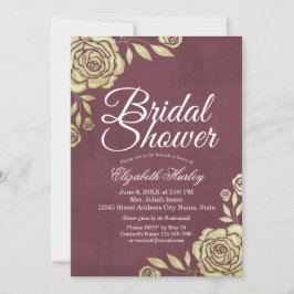 Möhippa Modern Chic Golden Ro Burgundy Red Inbjudningar