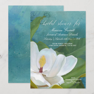 Möhippa Modern Elegant Magnolia Blommigt Art Inbjudningar