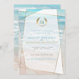 Möhippa | Modern monogram Beach Wedding Inbjudningar