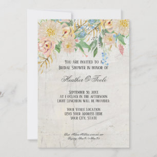 Möhippa Modern Watercolor BOHO Blommigt Marble Inbjudningar