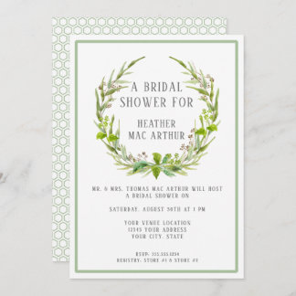 Möhippa Modern Watercolor Löv Wandeans Grönt Inbjudningar