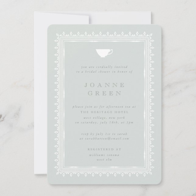 Möhippa/Möhippa för Celadon Aeftermiddag Tea Inbjudningar (Framsida)